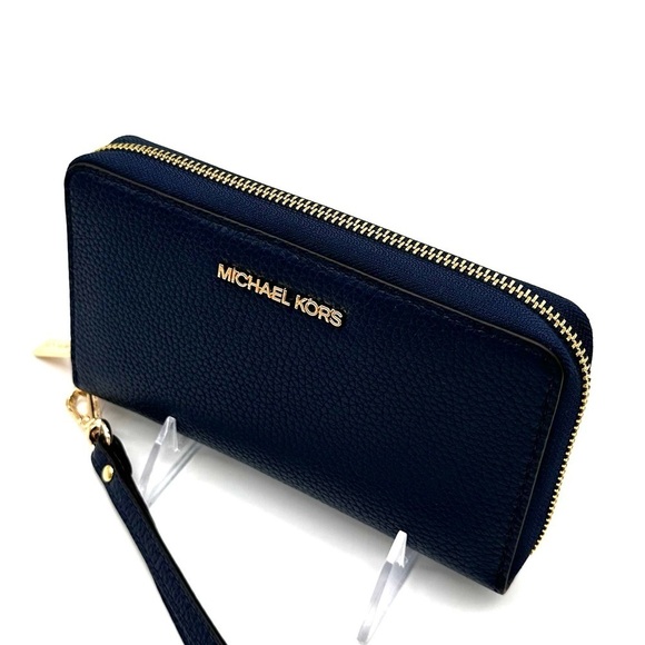 Michael Kors JST LG Flat MF Phone Case Wallet Navy Blue (NWT) - Picture 6 of 8
